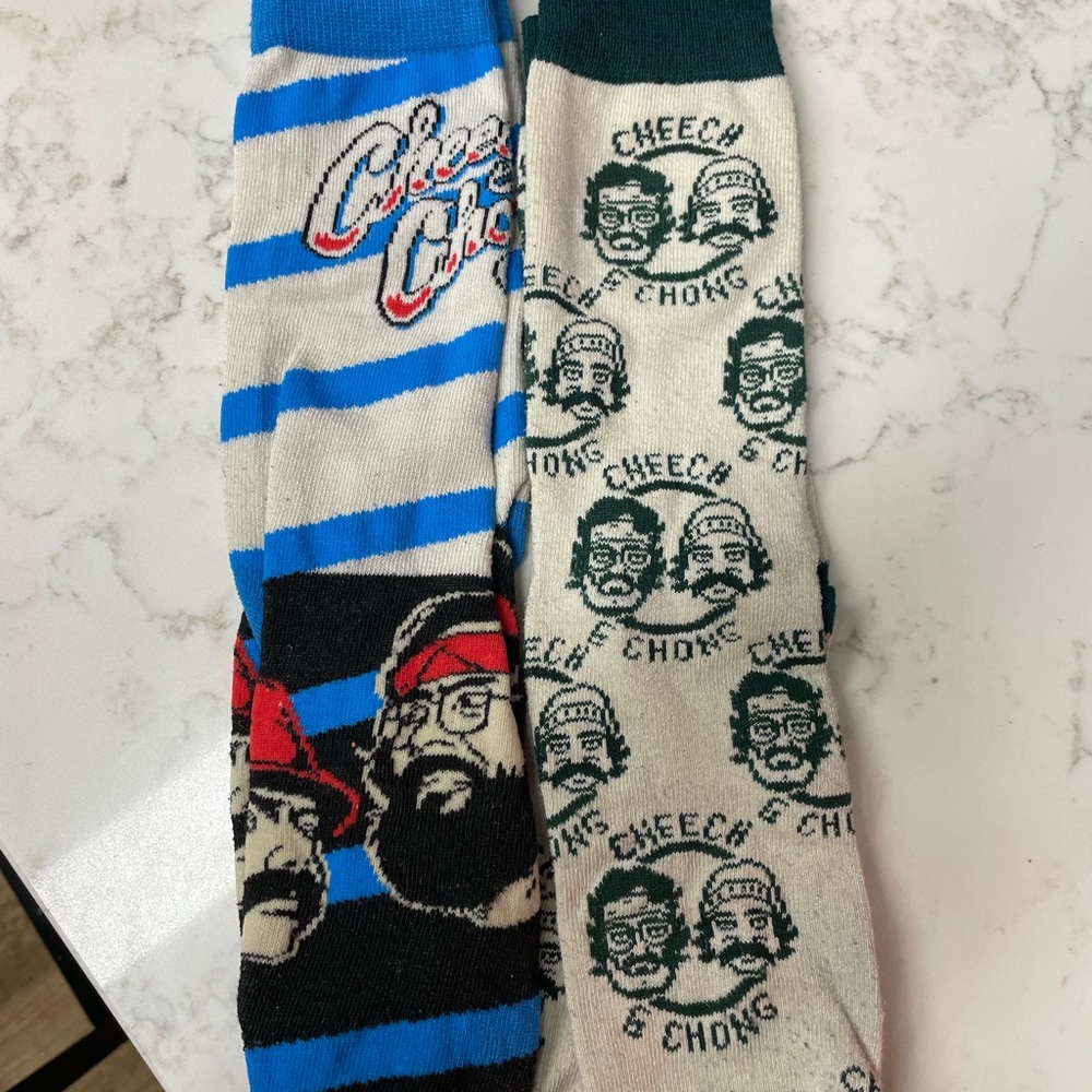Men's Socks - Blue and Green cheech and Chong